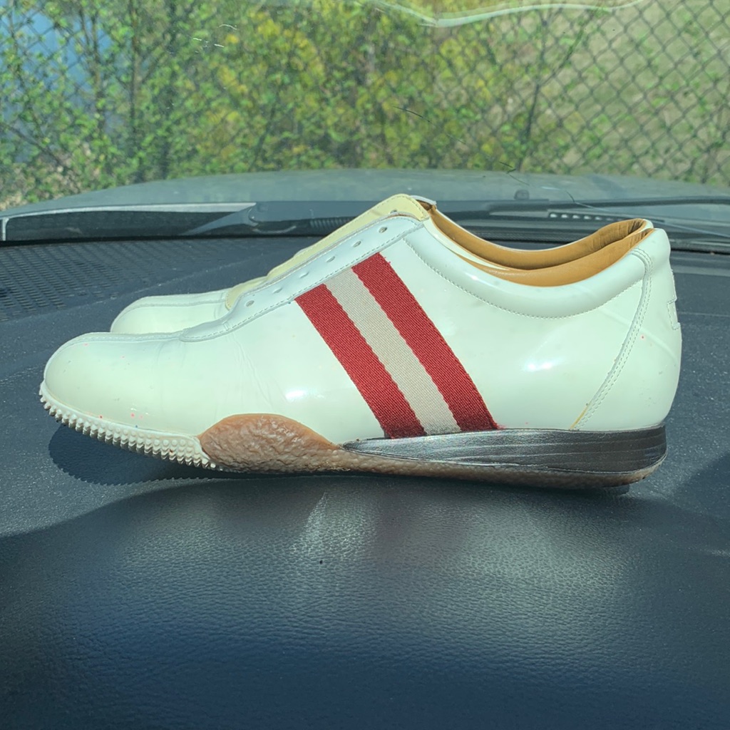 Bally Frenz Sneakers Size 7.5 White Leather Striped Casual Shoes